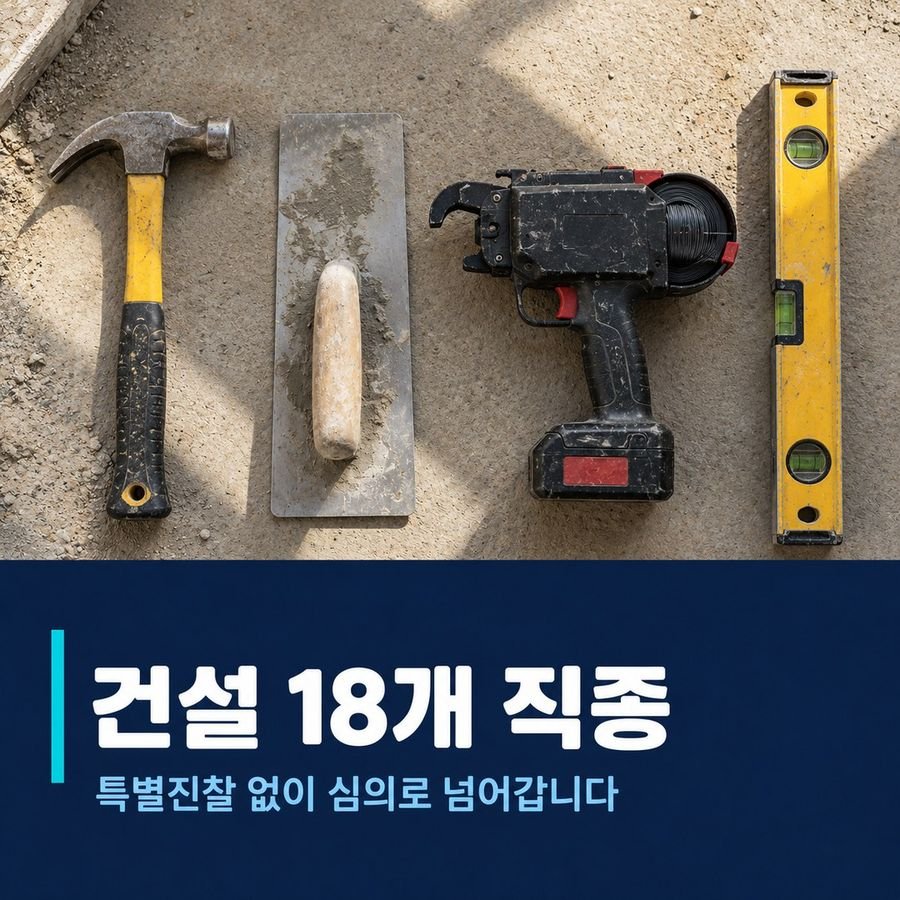 건설 18개 직종 - 특별진찰 없이 심의로 넘어갑니다
