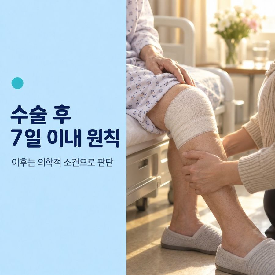 수술 후 7일 이내 원칙 - 이후는 의학적 소견으로 판단