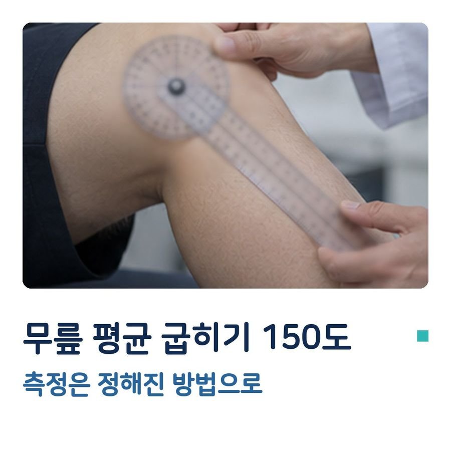 무릎 평균 굽히기 150도 - 측정은 정해진 방법으로