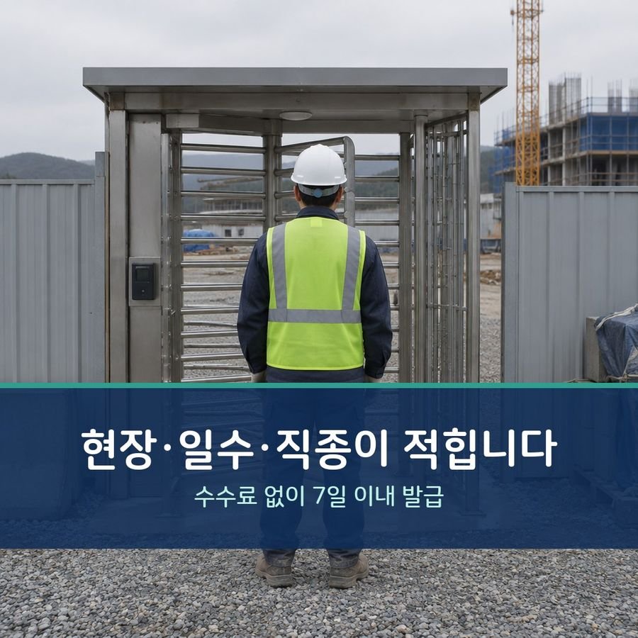 현장·일수·직종이 적힙니다 - 수수료 없이 7일 이내 발급