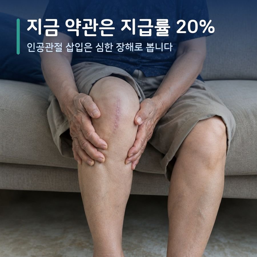 지금 약관은 지급률 20% - 인공관절 삽입은 심한 장해로 봅니다
